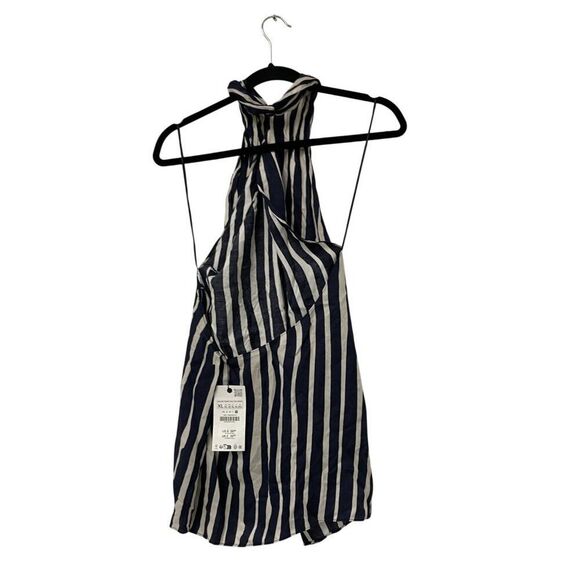 Zara Women Halter Neck Top Size XL Blue White Striped ZW collection 2906/096 NWT - Picture 4 of 12